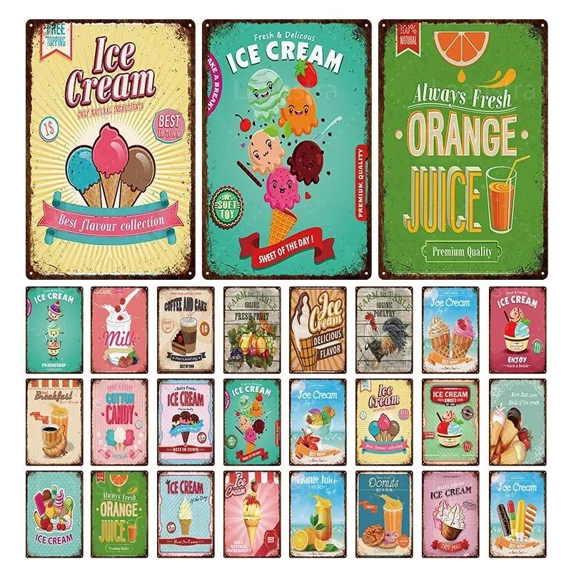 Soft Serve Ice Cream Iron Poster Painting Tin Sign Vintage Wall Decor for Cafe Bar Pub Home Beer Decoration Crafts