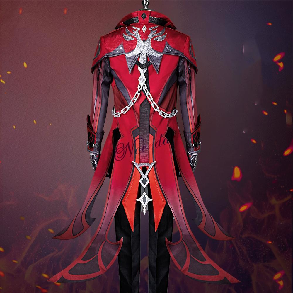 Game Diluc Red Dead Of Night Cosplay Costume Wig Shoes Anime Diluc Cosplay Clothes New Skin