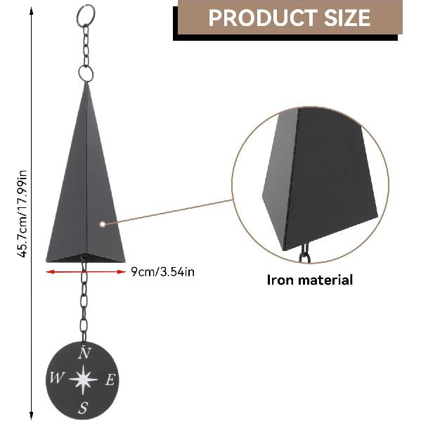 Wind Chimes, Iron Triangle Wind Bell North Country Wind Bells with Compass for Door Porch Garden Decorations Lawn Ornaments