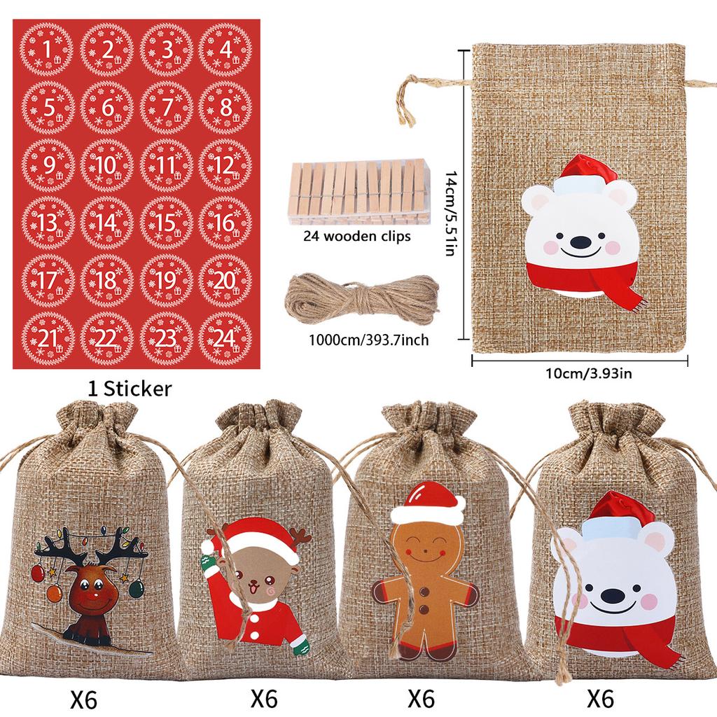 Christmas Gift Bags with Drawstring Closure - Santa, Reindeer, Snowman Designs -  Bonbons Verpakking Packaging Gift Bags