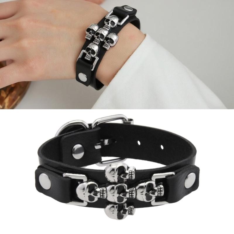 Stapelbarer Gothic-Armreif PU-Leder-Armband Unisex-Accessoire Einzigartiges Geschenk für Liebhaber alternativer Mode