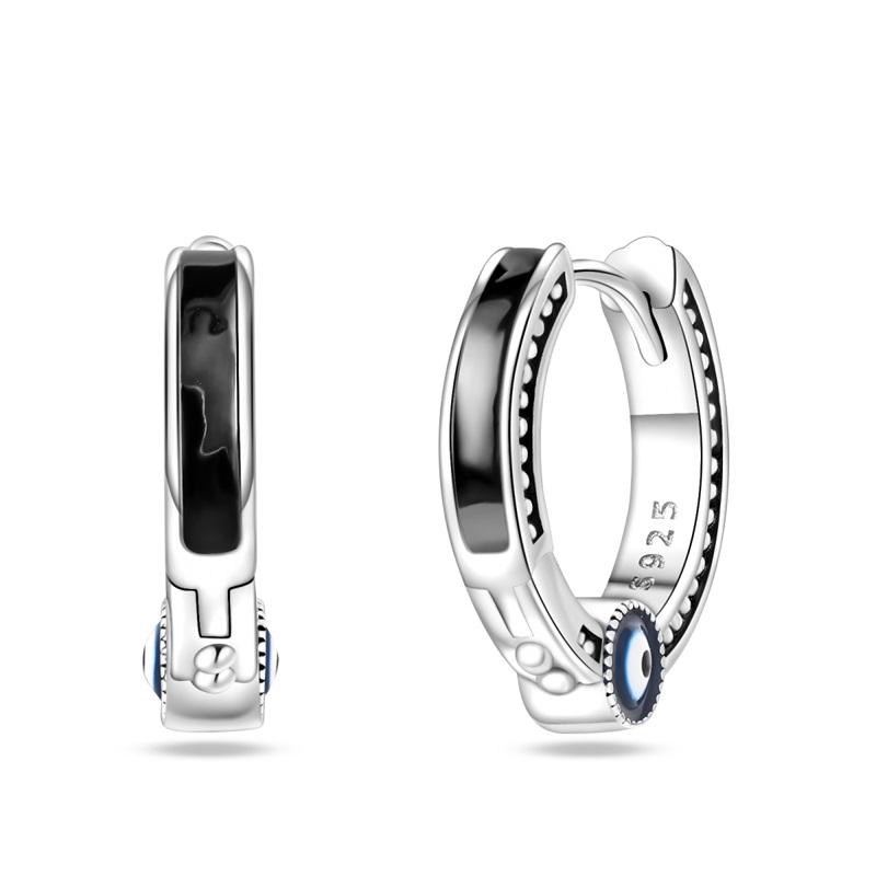 Classic Copper Color Simple Double Round Circle Black Zircon Ear Clip Pave Setting CZ Hoop Earrings for Women & Men Zircon Gift