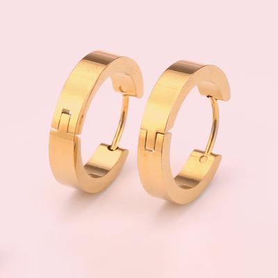 Fashion Round Flat Trend Titanium Steel Ear Buckle Personalized Simple Wind 18K Women'S Geometric Earrings