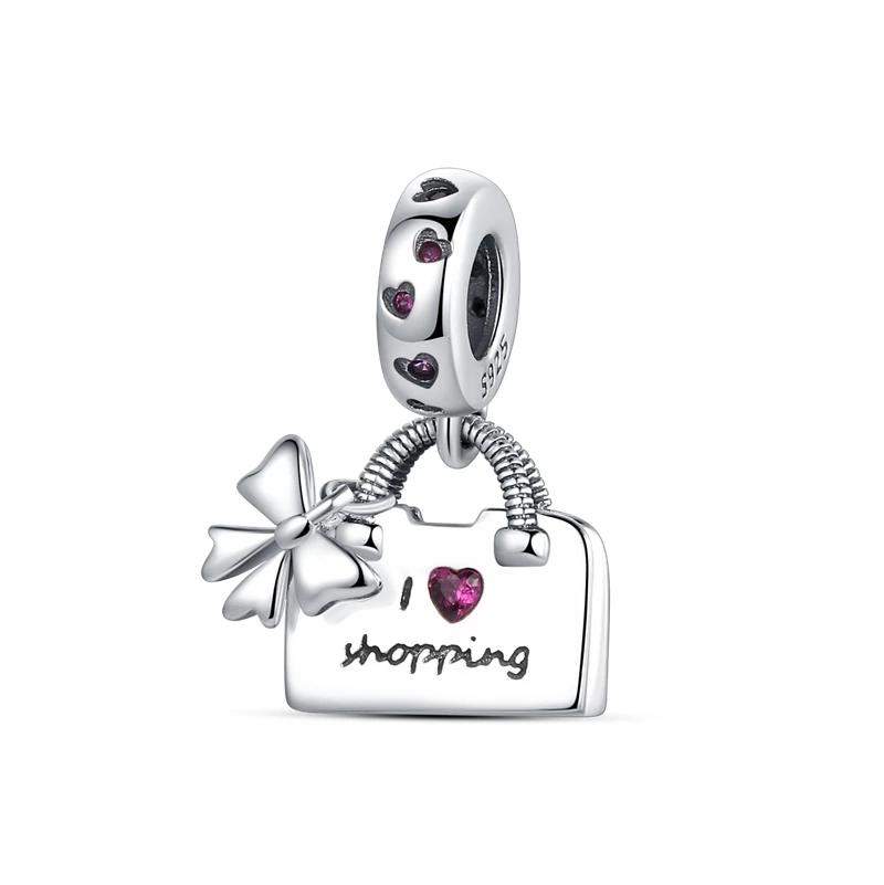 

Charm Bead Charms copper Plated Beautiful Heartshaped Bow Bagpendant Compatible With Authentic Ideal For Women Jewellery Do It Yourself Making Gifts белый