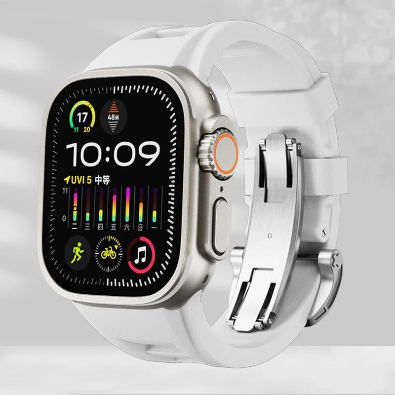 Classic Soft Silicone Strap for Apple Watch Ultra 2 49mm 45mm 44mm 42mm Sports Silicone Bracelet for IWatch Series 9 8 7 6 5 4 SE Correa