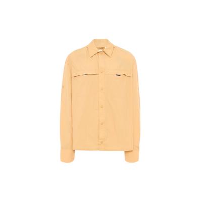SS24 Solid Color Single-Breasted Soft Comfortable Casual UV Protection Long Sleeve Shirt Men Shirts Light-Orange A5XKU-EH3