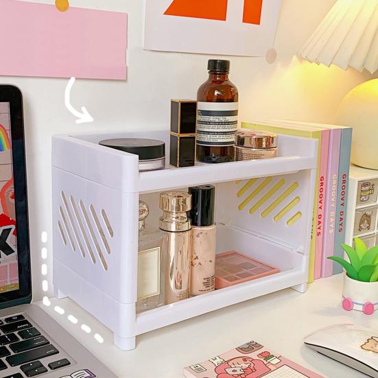 

Настольный органайзер для мелочей, полезный компактный универсальный отличный настольный двухслойный складной стеллаж для хранения для дома