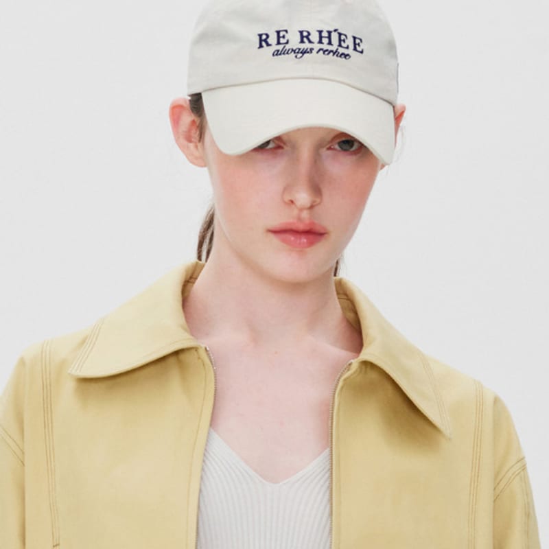 RE RHEE LOGO EMBROIDERED AQUA BALL Cap SOY MILK