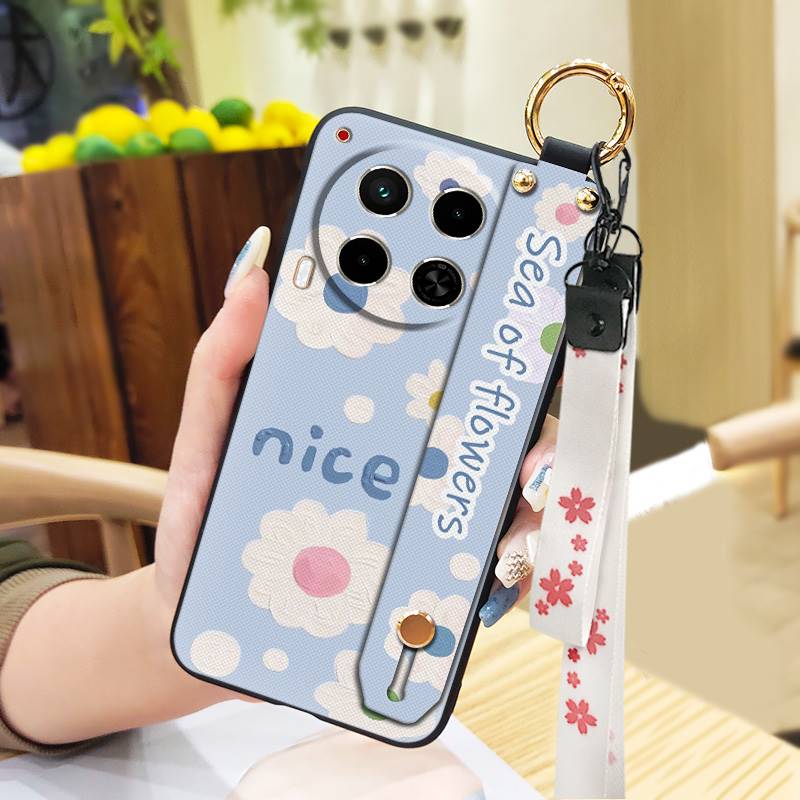 Waterproof Durable Phone Case For Tecno Camon30/4G/5G/CL6/CL7 Oil Painting Soft Case Kickstand Wristband Protective Ring