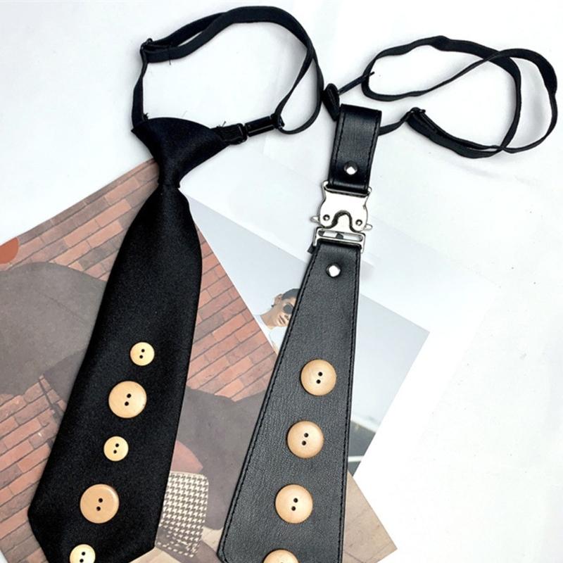 Kurze Knopf-Krawatte Preppy-Stil Uniform-Design Einfaches Anstecken Für Männer Business Casual Tragen Polyester