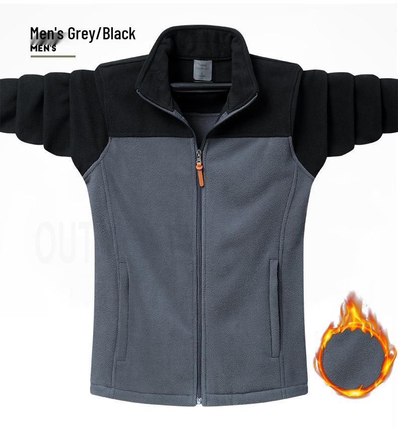 Couple's Polar Fleece Jacket: Double-Sided, Thickened Sweatshirt Cardigan for Spring, Autumn, and Winter Outdoors