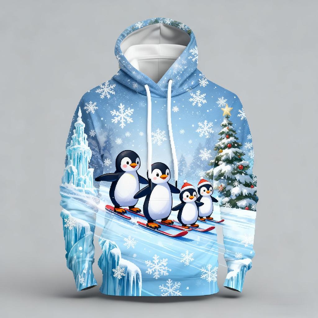 Autumn Winter Large Christmas Series Digital Printed Pattern Hoodie Warm Comfortable Versatile Men Women Christmas Atmosphere Casual Hoodie