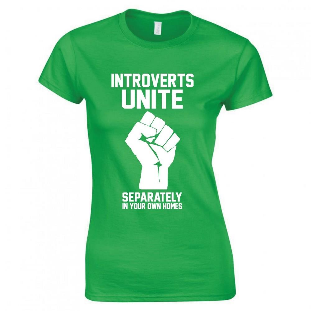 Divertente T-shirt aderente "Gli Introversi si Uniscano"