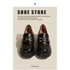 Small leather shoes women's thick-soled metal buckle thick heel shallow mouth single shoes style college women's shoes