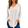 Women's Color V-Neck Long Sleeve Pullover Top for Casual Commuting and Daily Wear