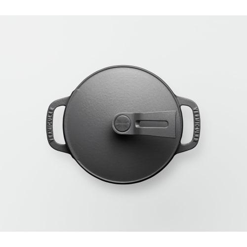 Vermicular Mini 14cm Matte Black Cast Iron Enamel Pot, Waterless Cooking and Bakeware, Includes Recipe Booklet, Oven Pot 2 Mini Self-Standing Lid, OP2