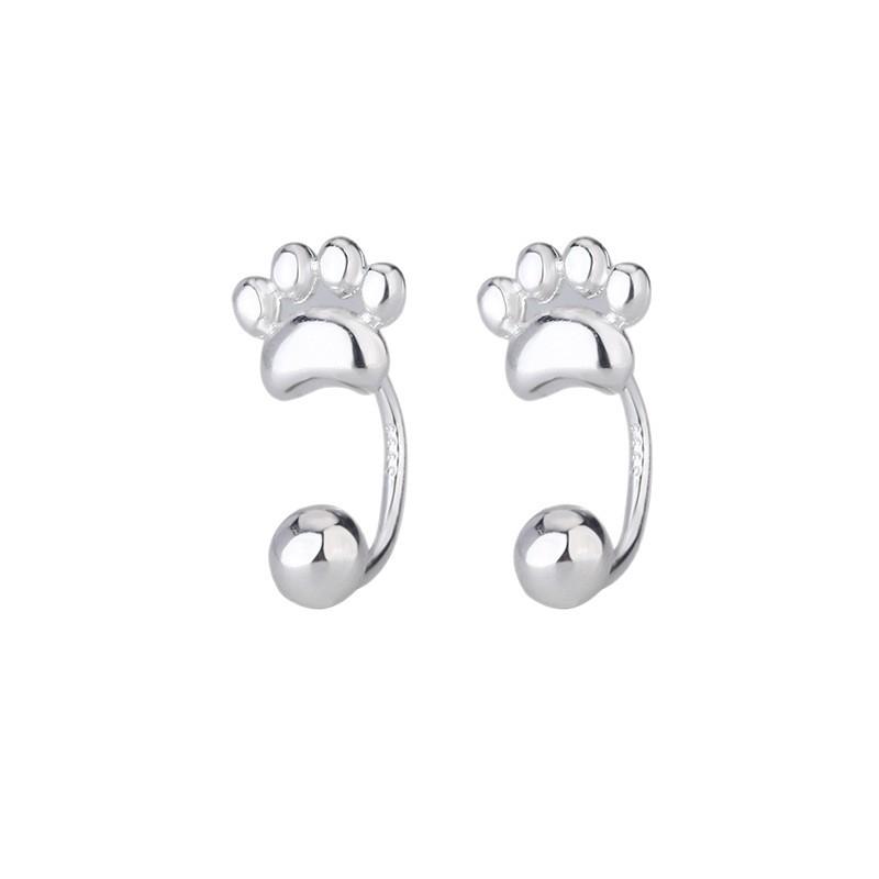 Cute Minimalist Cat Claw Cartilage Earring Mini Screw Back Hoop Fashionable Tiny Paw Studs For Women Stylish Jewelry
