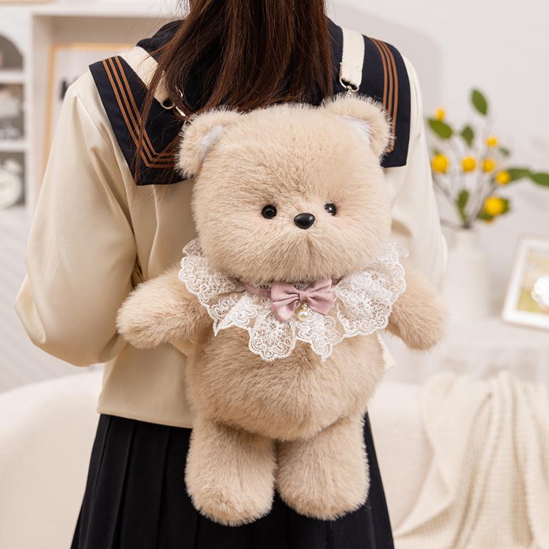 Cute And Charming Creative Animal Cat Plush Backpack Bear Elephant Sheep Doll Bow Gentle Plush Shoulder Pouch Birth Date Present