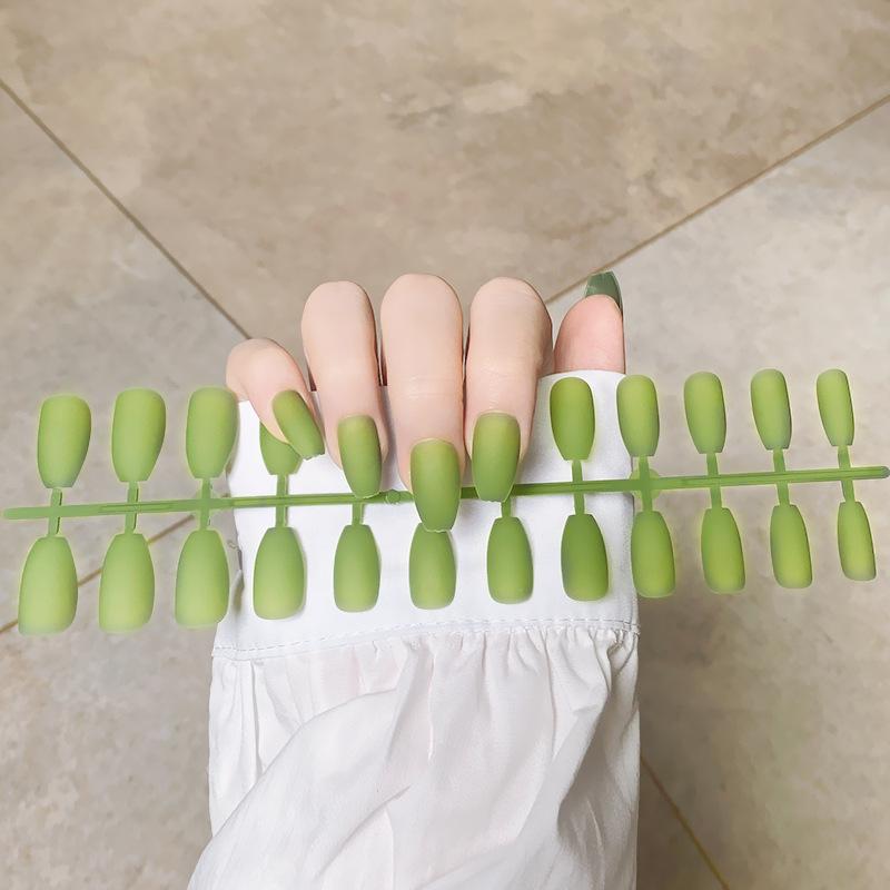 24pcs/set DIY Quick Nails Matte Frosted Long T Solid Color False Nails Multi-color Strips Finished Wear Manicure