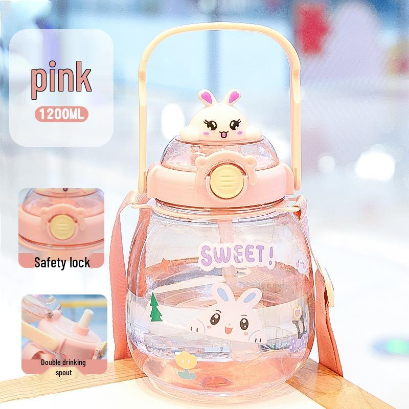 High-Capacity Dual-Use Summer Straw Cup for Girls - Portable Space-Saving Design