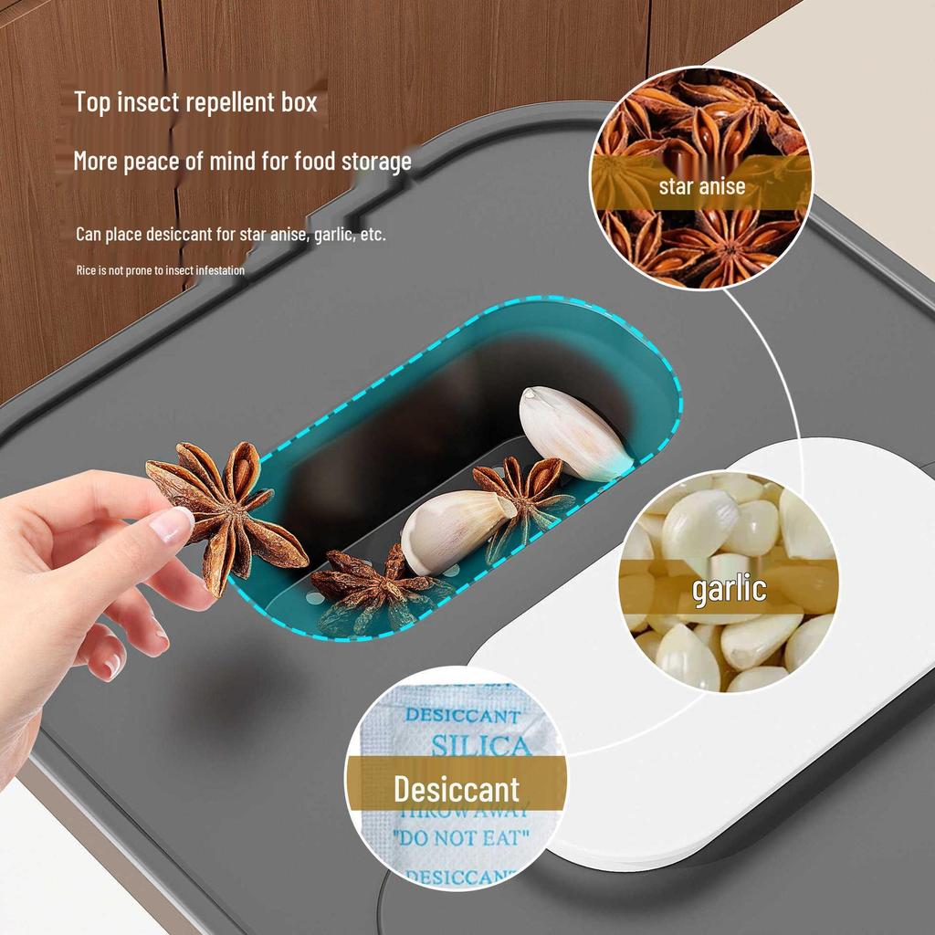 Seau de stockage de riz style japonais, Anti-insectes et anti-humidité, Scellé de qualité alimentaire avec grande capacité pour un usage domestique