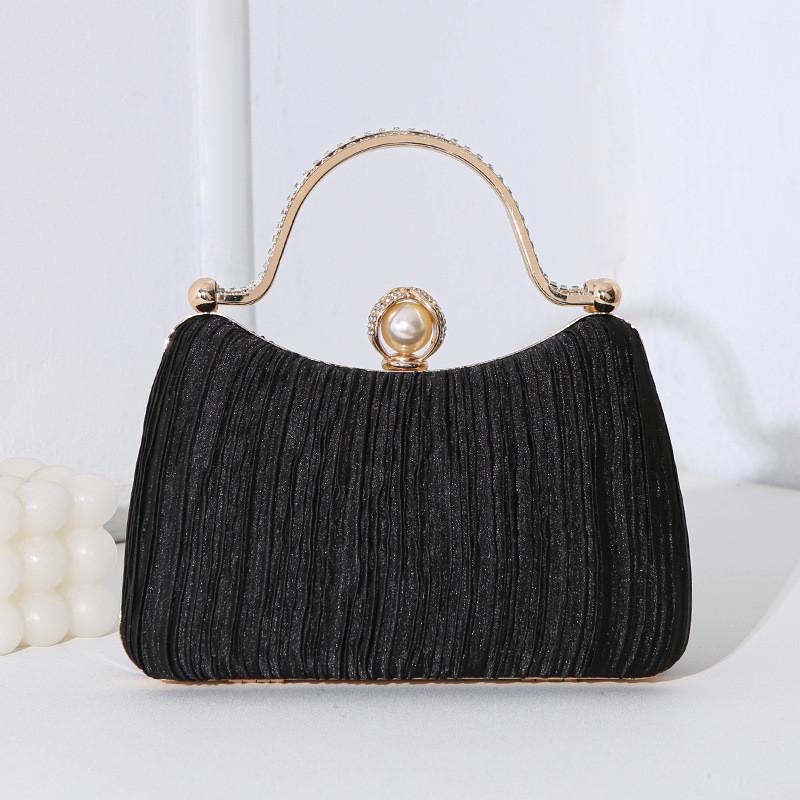 Pochette de soirée élégante en polyester avec plis ornés pour événements formels