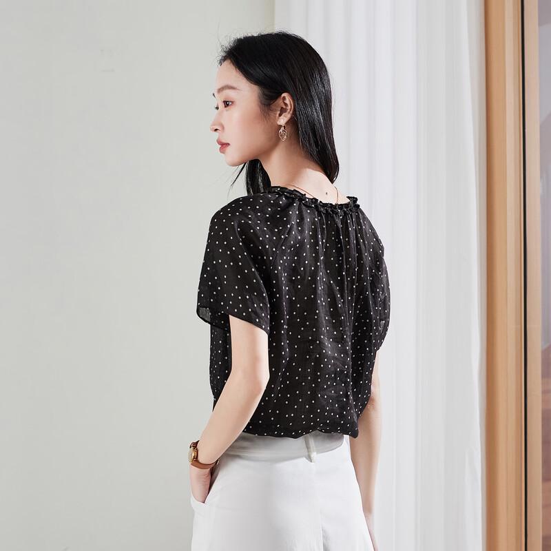 SOFSIL Women's French Polka Dot Linen Blouse