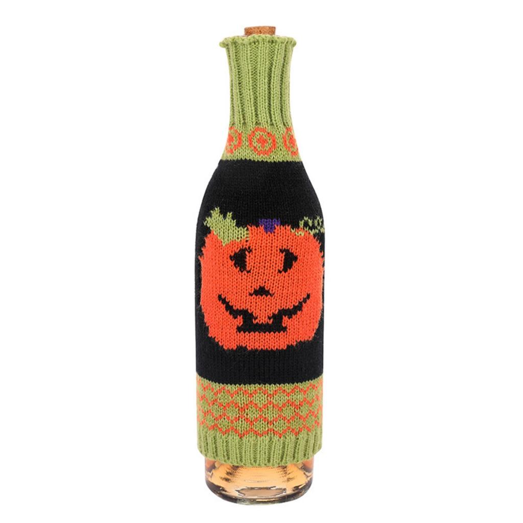 Halloween Decorations Christmas Knitted Pumpkin Wine Bottle Cover Red Wine Cover Restaurant Layout Decoration Wine Bottle Clothes Cover