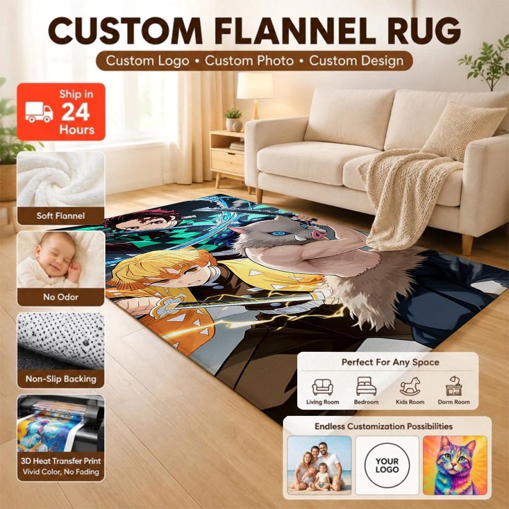 Demon Slayer Swordsmen Trio Patterned Rug Durable Easyclean Carpet For Bedroom Study Home Party Decor Birthday Gift