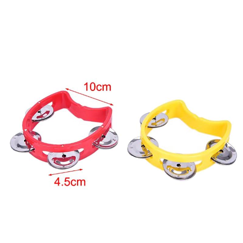 Kindergarten Hand-Held Tambourine Metal Bells Plastic Rattle Ball Percussion Ktv Party Kids Game Toy Musical Instrument
