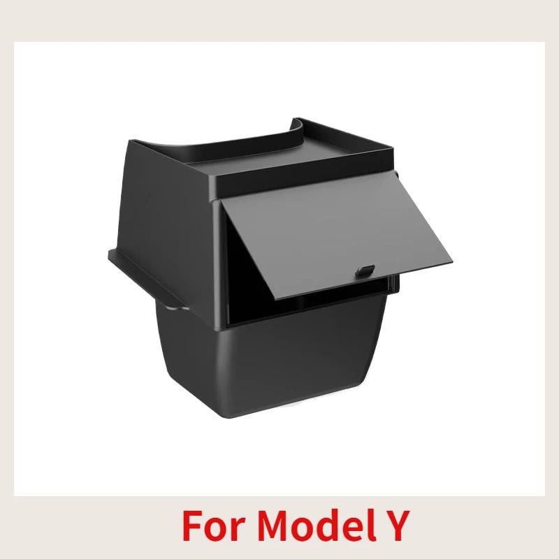 Rear Seat Floor Storage Box For Tesla Model Y 2017-2025 Rear Seat Storage Box Trash Tray Middle Storage Car Interior Accessories