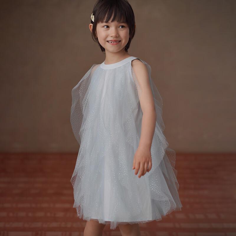 Hacikis Girls  Halter Neck Sleeveless A-Line Mesh Dress 120