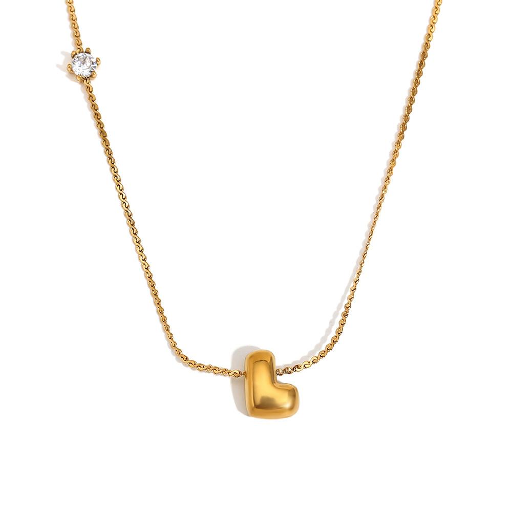 Round Zircon Bubble Letter Necklace Waterproof Women Decoration 2025 Trend Initial Pendant Stainless Steel Necklace Punk Zircon