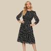 Vintage Dot Druck Frauen Chiffon Kleid Sommer Mode Casual Kleid Boho Strand Frauen A-linie Kleid