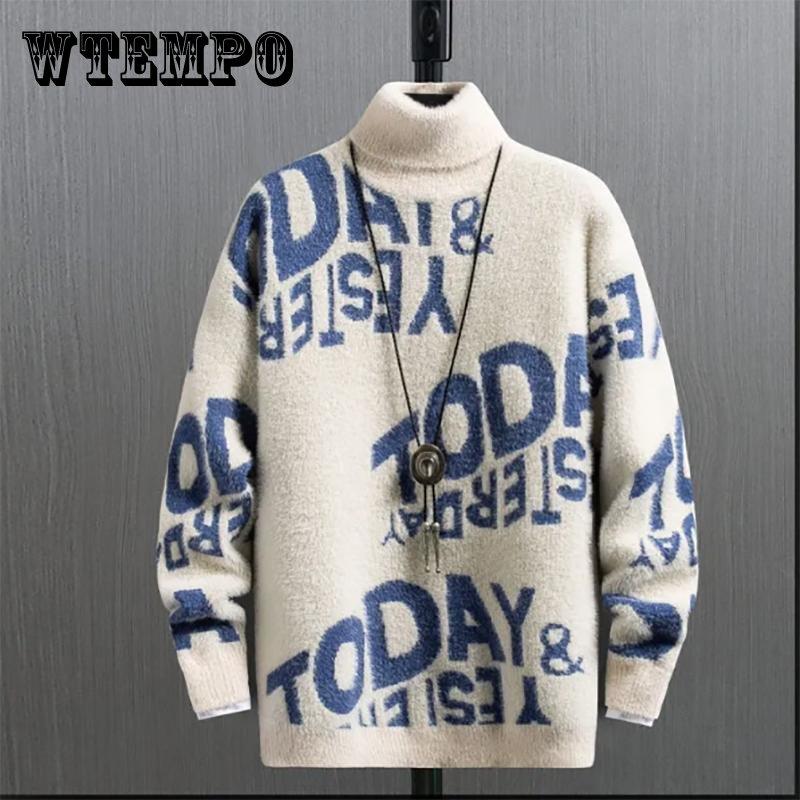 

Осенне-зимние толстые норковые бархатные водолазки, мужские корейские свободные вязаные свитера, модные мужские свитера