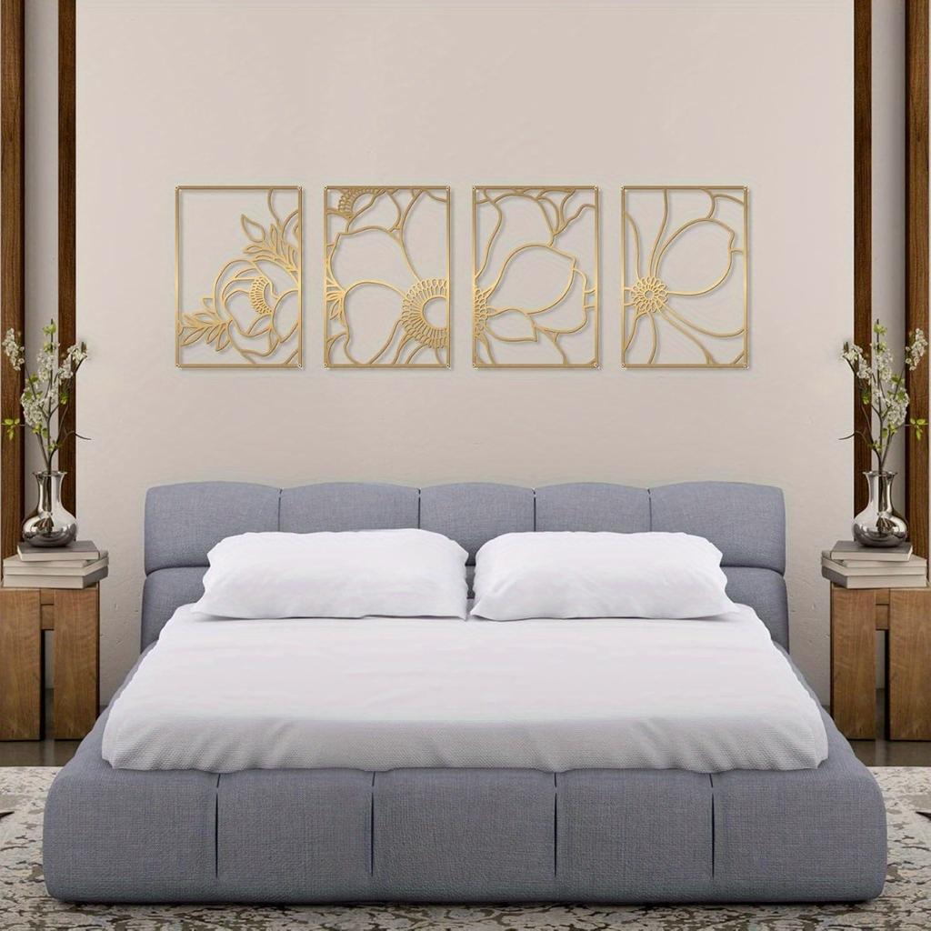 1pc Gold Floral Single Line Metal Wall Art Minimalist Abstract Home Hanging Decor Holiday Gift