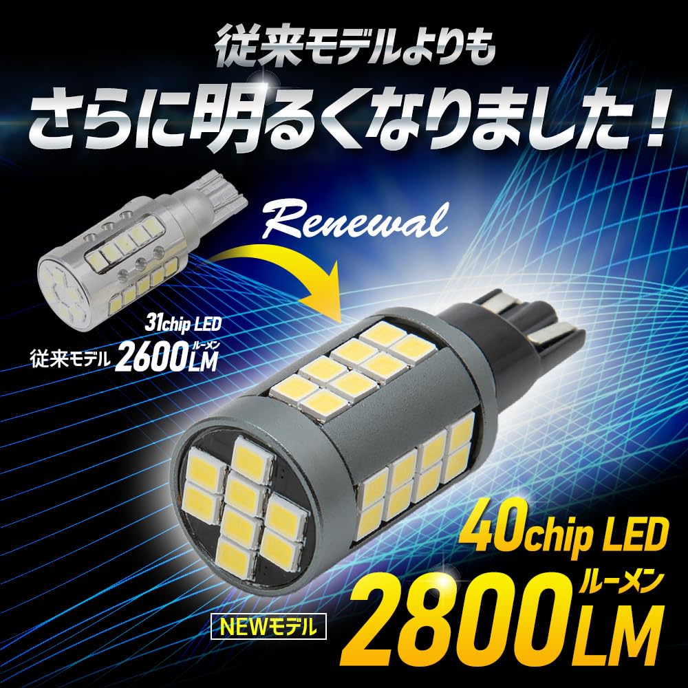 YOURS New Delica Mini Compatible LED T16 Backlight 2600LM 2pcs Set Backlight Vehicle Inspection Compliant 6500K ZES Chip Rear Tail M (Yours)