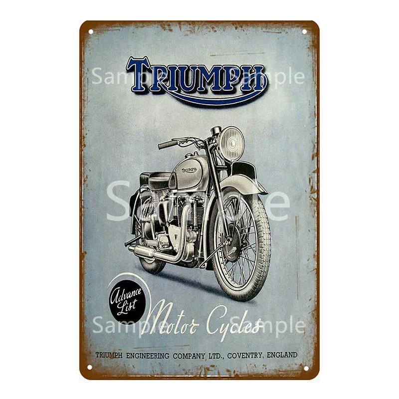 Vintage Race Motorcycle Poster Triumph Metal Tin Plaque Retro Signs For Pub Bar Garage Home Wall Decor 20x30cm YL143