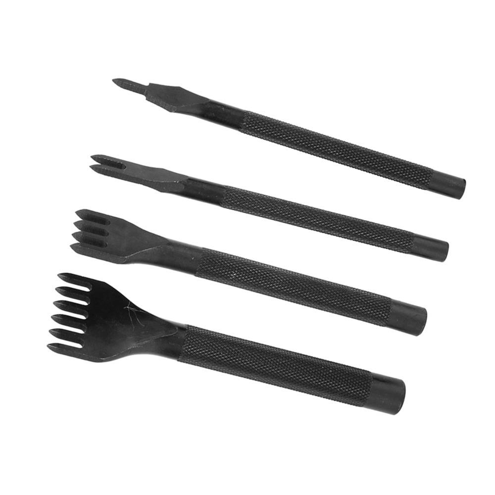 4pcs 1/2/4/6 Prong Leather Craft Chisel Steel Hole Punch Tool  For DIY Leather Crafting