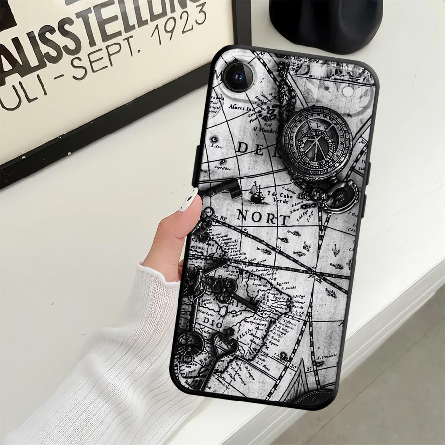 Retro Map Table Case for Apple iPhone 17 Pro Max XR XS MAX Air 11 14 16 15 Pro 7 8 12 13 Funda Phone Cover