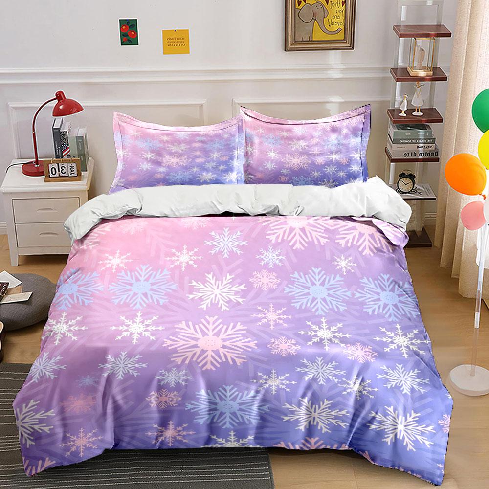 Snowflake Design Winter Decor Multiple Sizes Kid'S And Adults' Bedroom Exquisite 3Pc Bedding Set, Gift