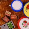 Doll House Miniature Kitchen Accessories Chinese Simulation Match Enamel Bowl Model Miniature Tableware Seasoning Pot