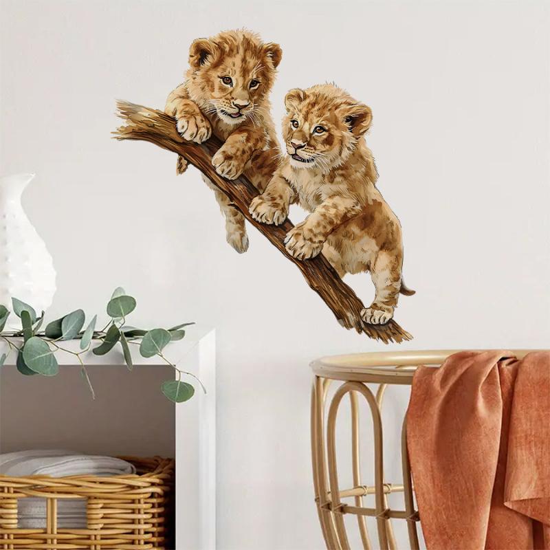 Cartoon Lion Wall Stickers Removable Peel & Stick For Kids Room Nursery Playroom Cute Animal Theme Decor