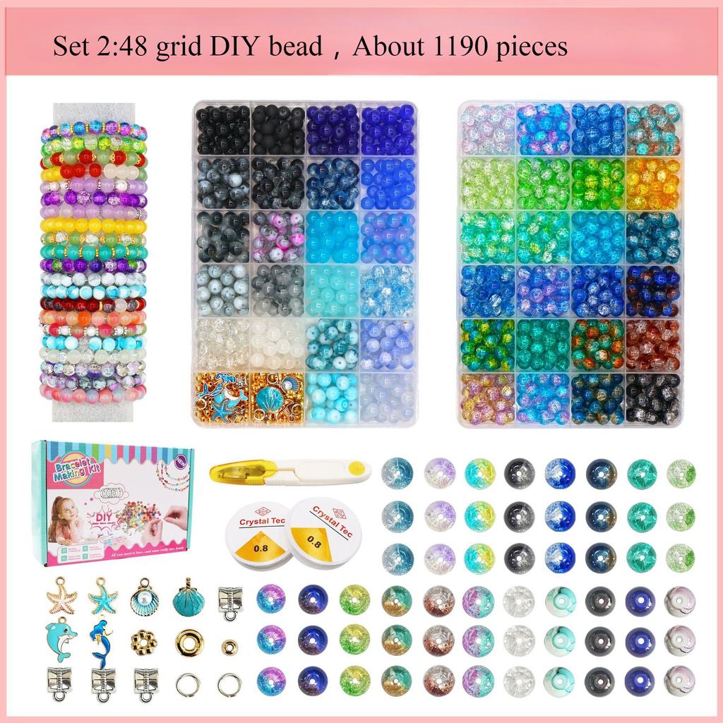 Gemischtfarbige Kristallglasperlen-Set Perlenarbeiten DIY Bekleidungsperlen-Zubehör Armband-Zubehör Material-Set Bastelbedarf