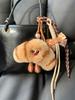 Real Rabbit Fur Croissant Keychain Cute Bread Shape Bag Charm Car Key Ring Plush Pendant Key Holder Kawaii Car Accessories