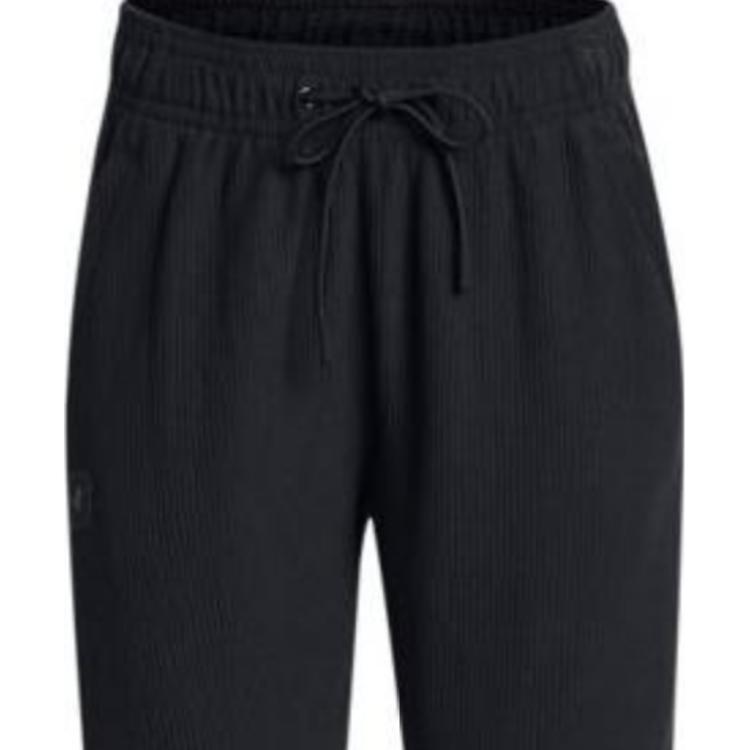 Under Armour Ottoman Solid Color Lace-Up Fleece Training Knit Pants Women Pants Black 1379778-001