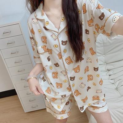 Easy Bear Wind Cute Cute Short-Sleeved Pajamas Women'S Summer Casual Loungewear Two-Piece Set