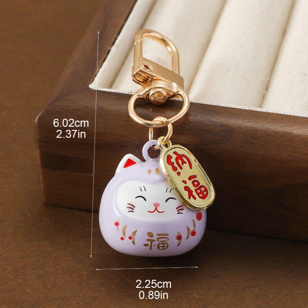 Bring Wealth Lucky Cat Keychain Creative Gift Car Bag Pendant Key Chain Cat Bells Pendant