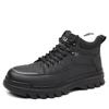 Men's 2025 Winter High-Top Cotton Leather Shoes - Warm, Non-Slip Casual Dad Shoes and Trendy Snow Boots.