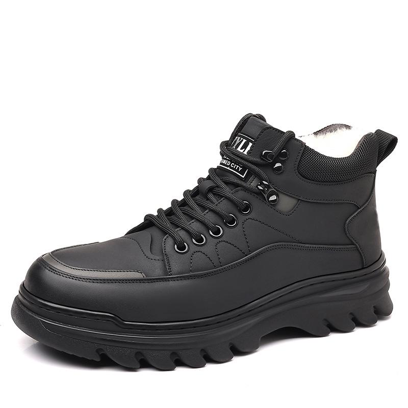 Men's 2025 Winter High-Top Cotton Leather Shoes - Warm, Non-Slip Casual Dad Shoes and Trendy Snow Boots.